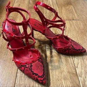 Red Snakeskin Spiky Heals